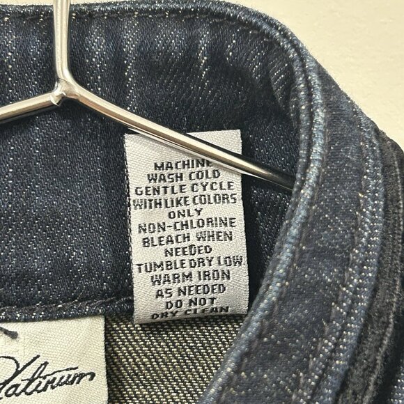 CHICO'S Jacket Sz 1 Black Velvet Lace Trim Stretch Denim Flared Waist Buttons - Picture 7 of 12